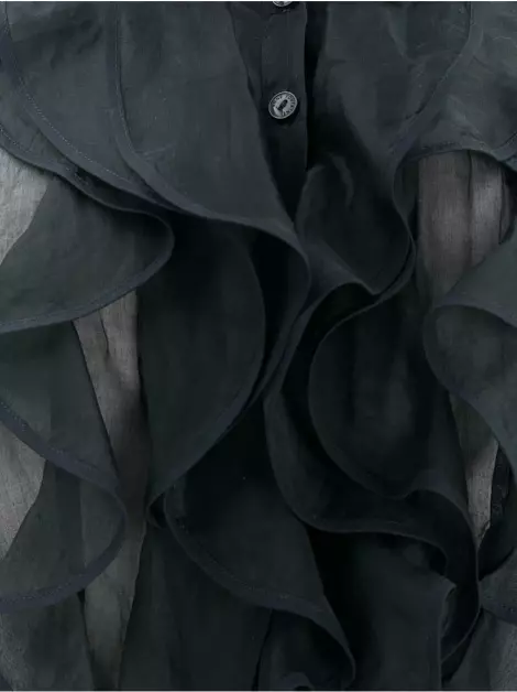 Blusa Anne Fontaine Transparência Babados Preto