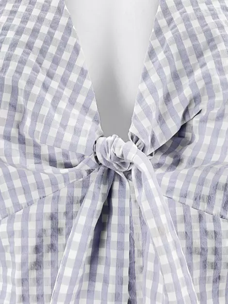 Blusa Anthropologie Maeve Cropped Gingham Lilás