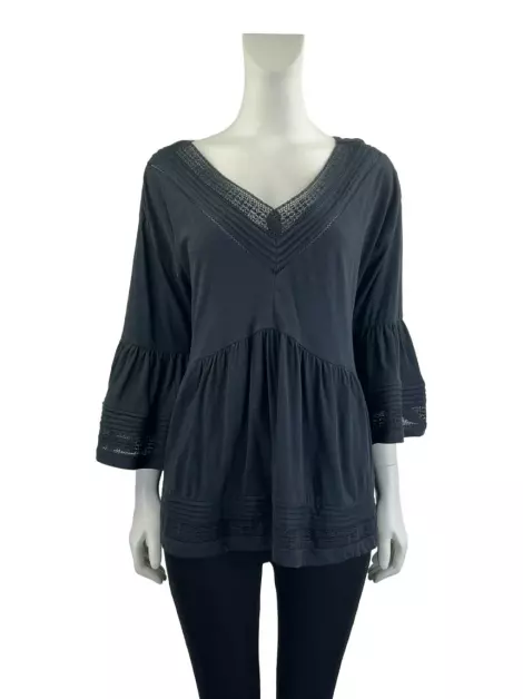 Blusa Anthropologie Tecido Preto