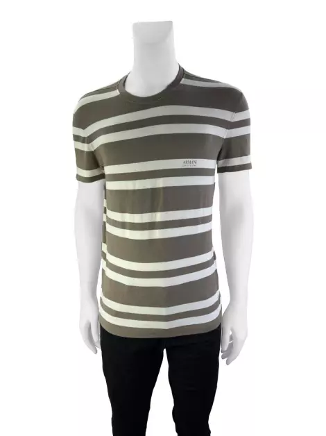 Blusa Armani Collezioni Listras Bicolor