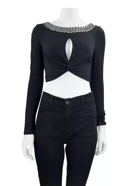 Blusa Bebe Bordada Preta