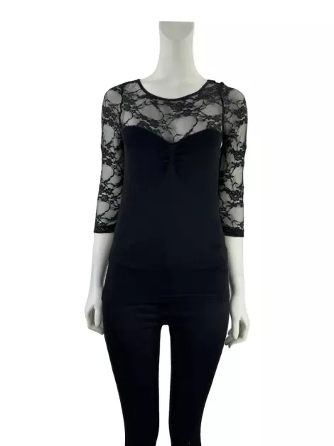 Blusa Bebe Renda Preta