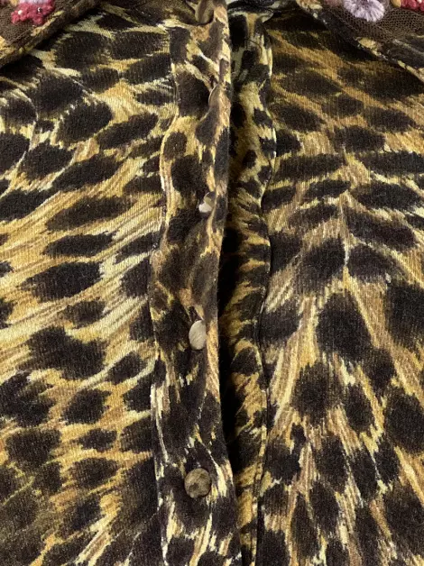 Blusa Blumarine Bordada Leopardo