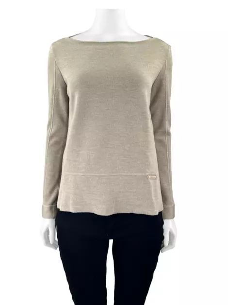 Blusa Blumarine Seda Tricot Bege