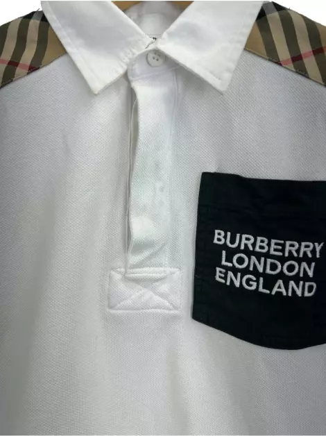 Blusa Burberry London Polo Nova Check Branca