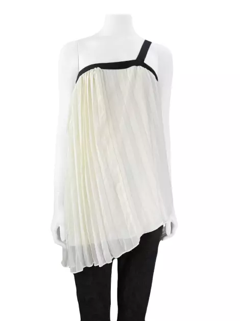 Blusa Catherine Malandrino Plissada Seda Bicolor