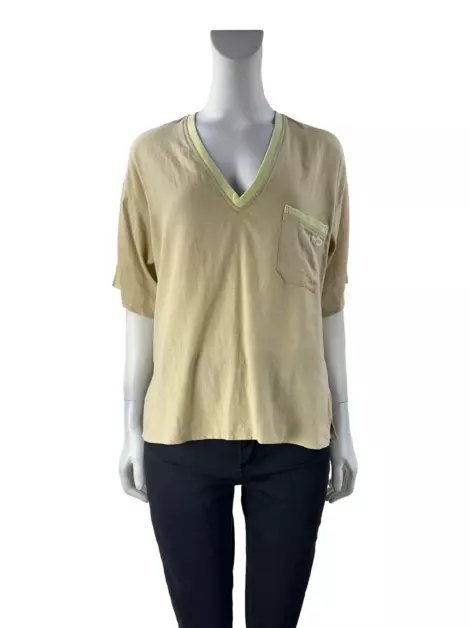 Blusa Cris Barros Decote V Bege