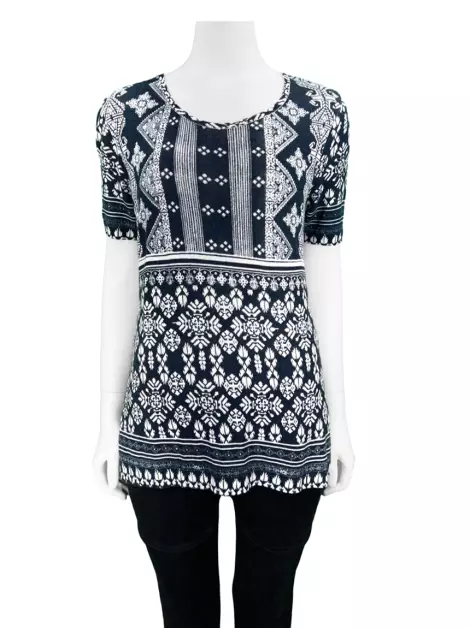 Blusa Daslu T-Shirt Tricô Estampada
