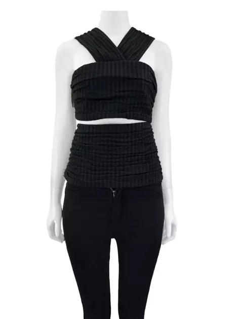 Blusa De Goeye Texturizada Preta
