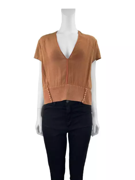 Blusa De Goeye Texturizada Terracota