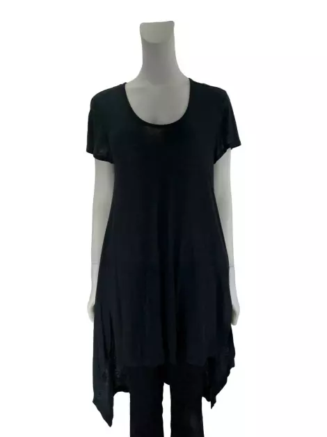 Blusa DKNY Alongada Tecido Preto