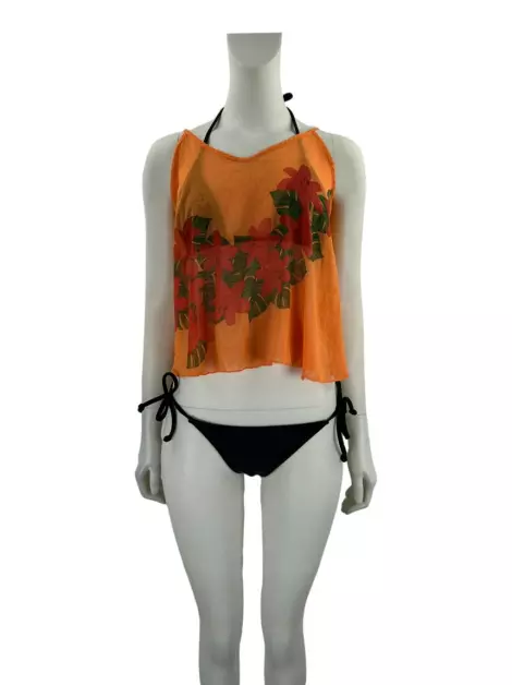 Blusa Dress To Amarração Floral Laranja