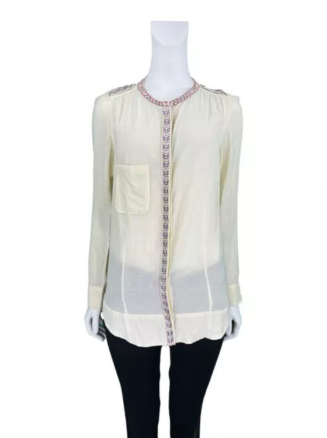 Blusa Étoile Isabel Marant Bordada Bege