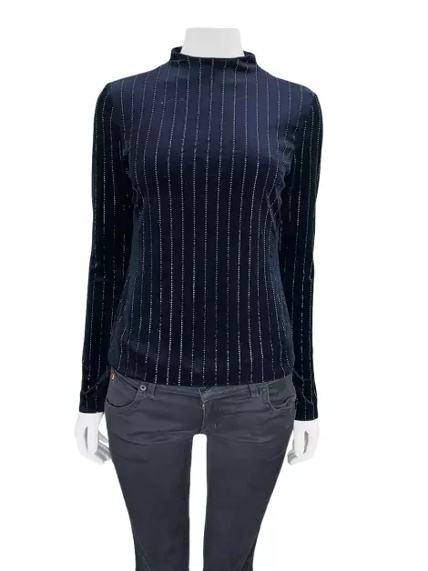 Blusa Giorgio Armani Veludo Azul Marinho