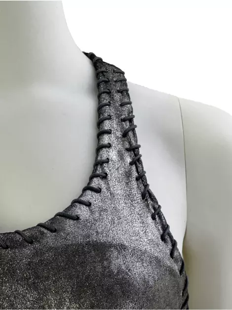 Blusa Isabel Marant Couro Prata