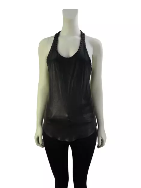 Blusa Isabel Marant Couro Preto