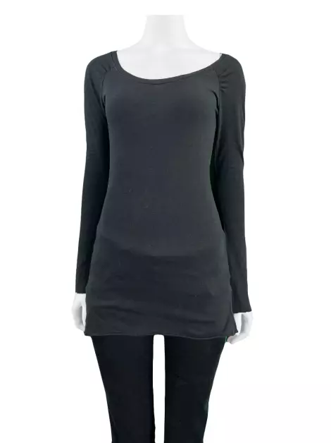 Blusa John John Manga Longa Preta