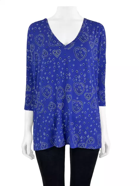 Blusa K&T Estampa Abstrata Azul
