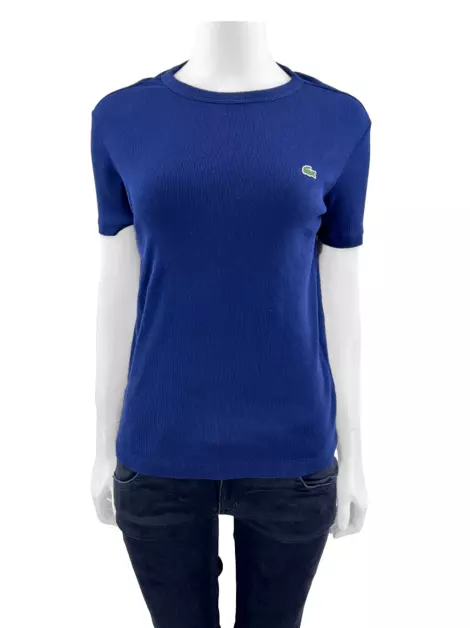 Blusa Lacoste Canelado Azul