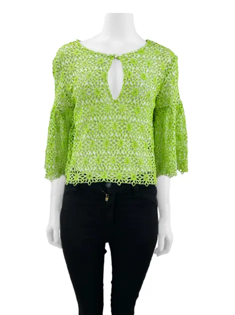 Blusa Lolitta Cropped Guipure Verde