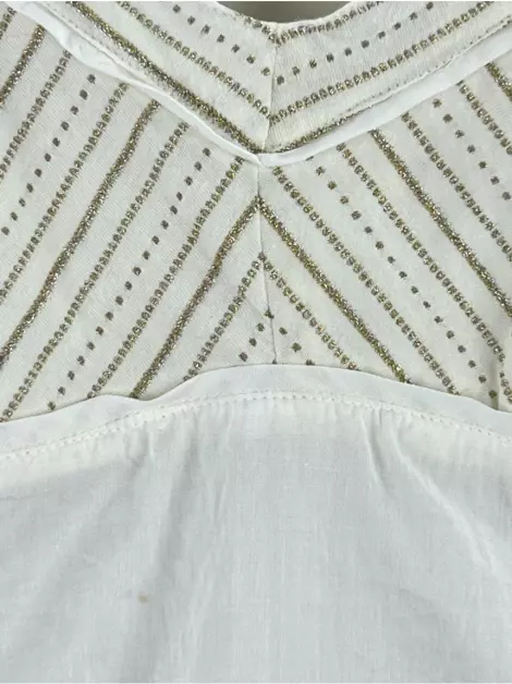 Blusa Lucidez Regata Off White Metalizada