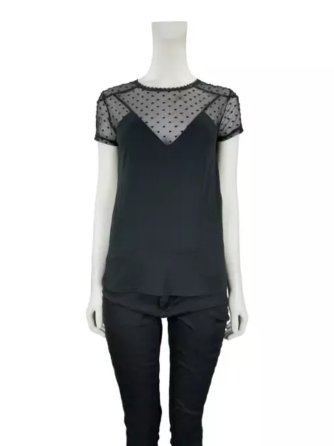 Blusa Maje Recorte Preta