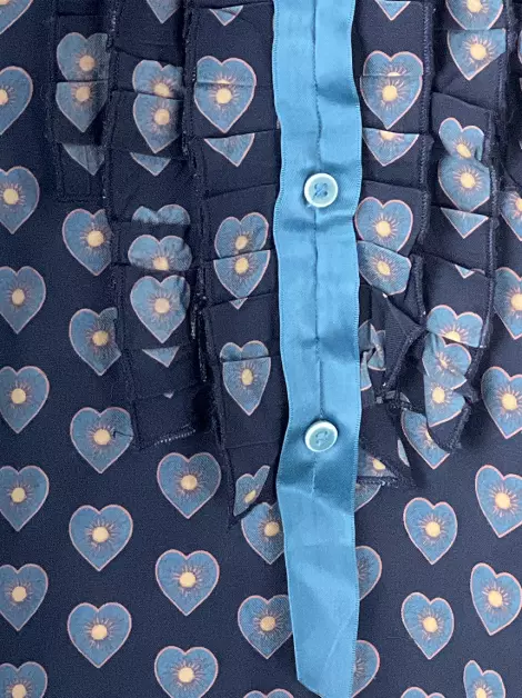 Blusa Marc Jacobs Little Seda Corações Azul