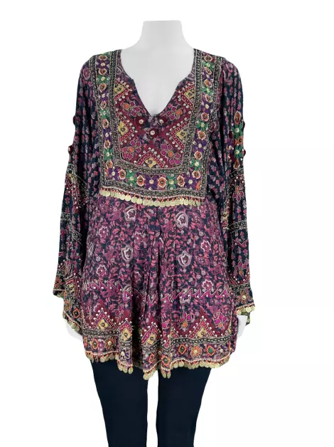Blusa Mariana Penteado Bordada Estampada