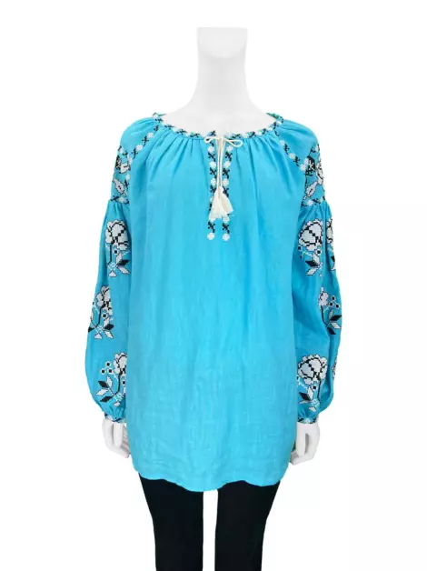 Blusa Mariana Penteado Texturizada Azul