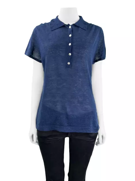 Blusa Marisa Ribeiro Texturizada Azul Marinho