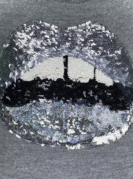 Blusa Markus Lupfer Lã Bordada Cinza