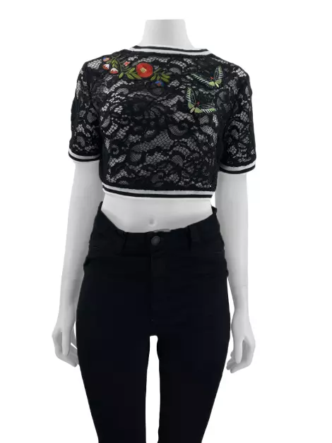 Blusa Martha Medeiros Bordado Preto
