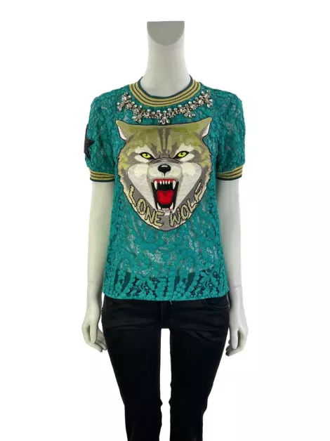 Blusa Martha Medeiros Renda Patch Lobo