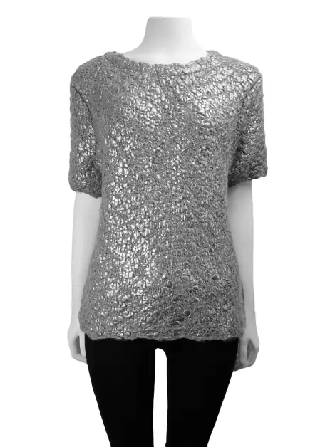 Blusa Moncler Tricot Cinza Metalizada