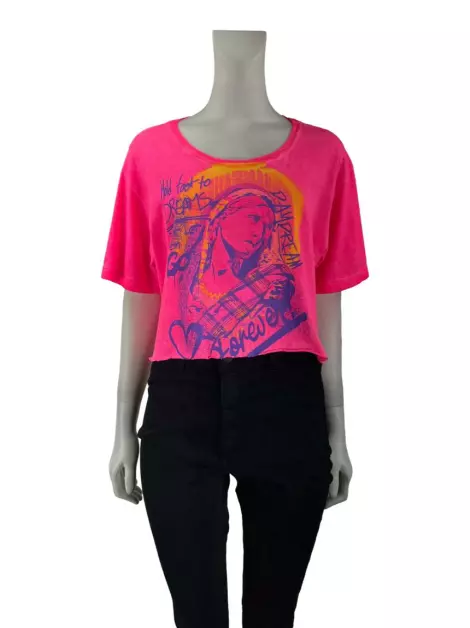 Blusa Not Your Basic Denim Estampa Rosa