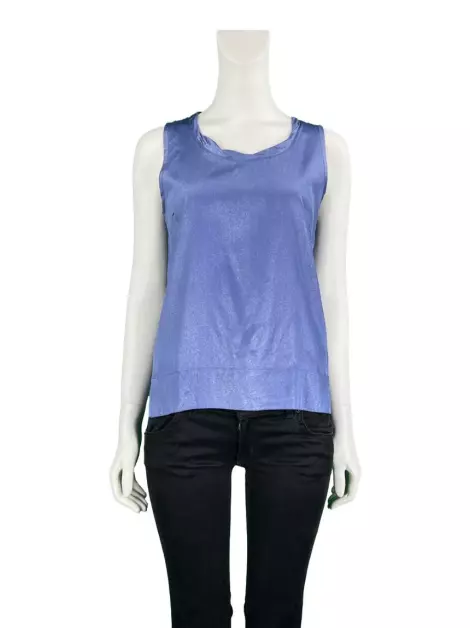 Blusa Richards Regata Seda Azul