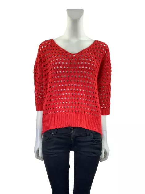 Blusa Rosa Chá Tricot Vermelha