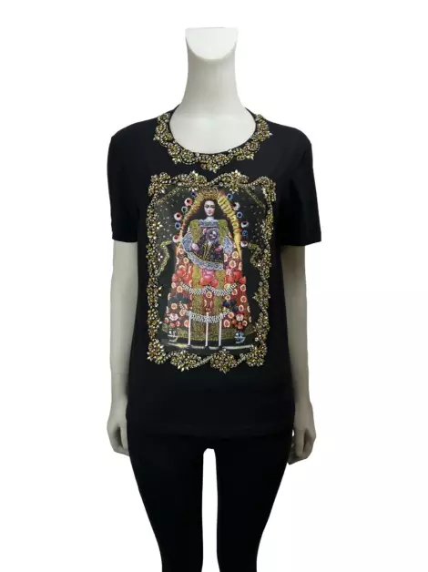 Blusa Sandro Barros Bordada Strass Preta