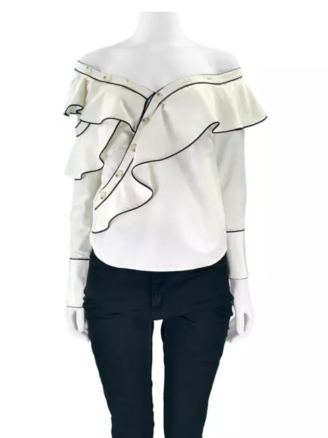 Blusa Self-Portrait Assimétrica Off White