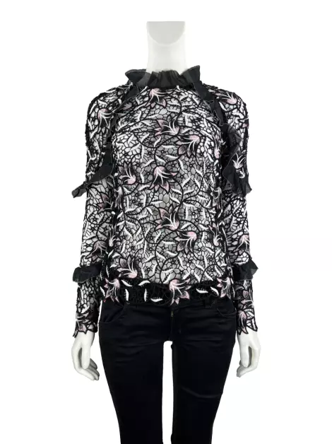 Blusa Self-Portrait Renda Preta