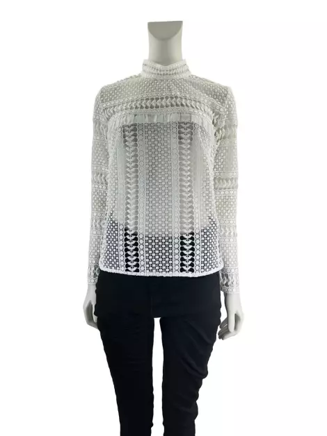 Blusa Self-Portrait Texturizada Branca