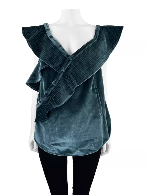 Blusa Self-Portrait Veludo Azul