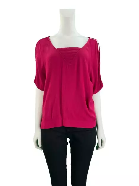 Blusa Shoulder Recortes Rosa