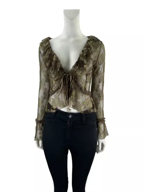 Blusa Shoulder Renda Marrom