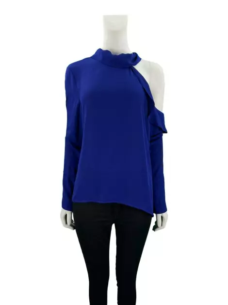 Blusa Shoulder Reta Chiffon Azul