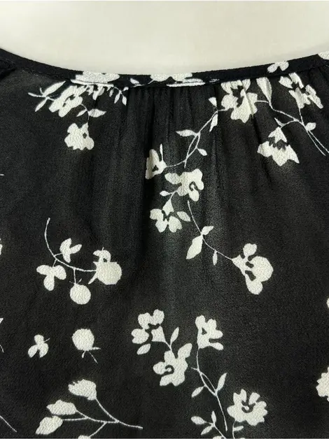 Blusa SouQ Tecido Preto Floral