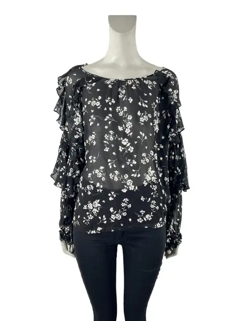 Blusa SouQ Tecido Preto Floral