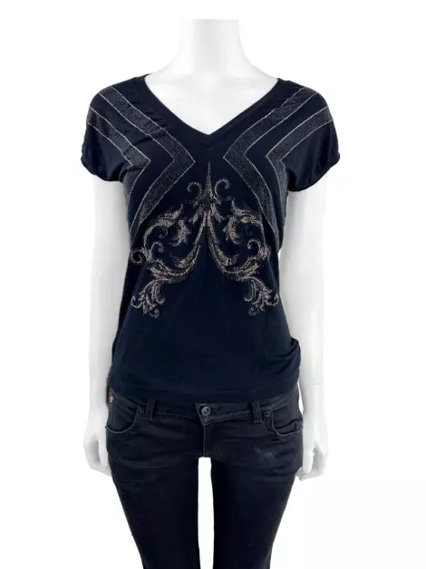 Blusa Versace Collection Tecido Preto