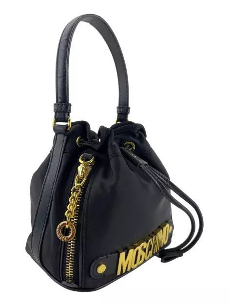 Bolsa Bucket Moschino Nylon Preta