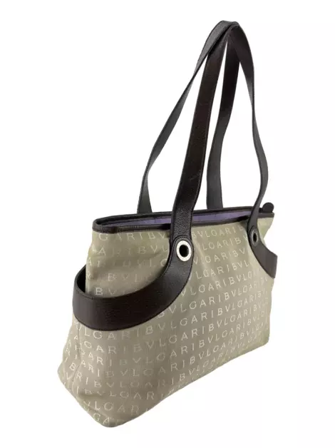 Bolsa com Alça Bulgari Tote Monograma Bicolor